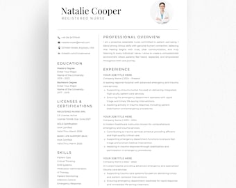 Professional Nurse Resume Template, Registered Nurse RN CV, CNA Resume Canva Word PowerPoint, Instant Download Editable