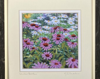 Garden border. Textile art inspired by the beautiful rural landscape using free machine embroidery. An ideal gift!