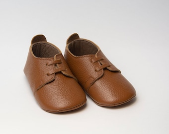 Mocasines de cuero hechos a mano para bebé: zapatos Oxford de suela blanda