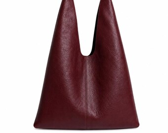 Handmade Genuine Leather Hobo Bag, Minimalist Shoulder Tote