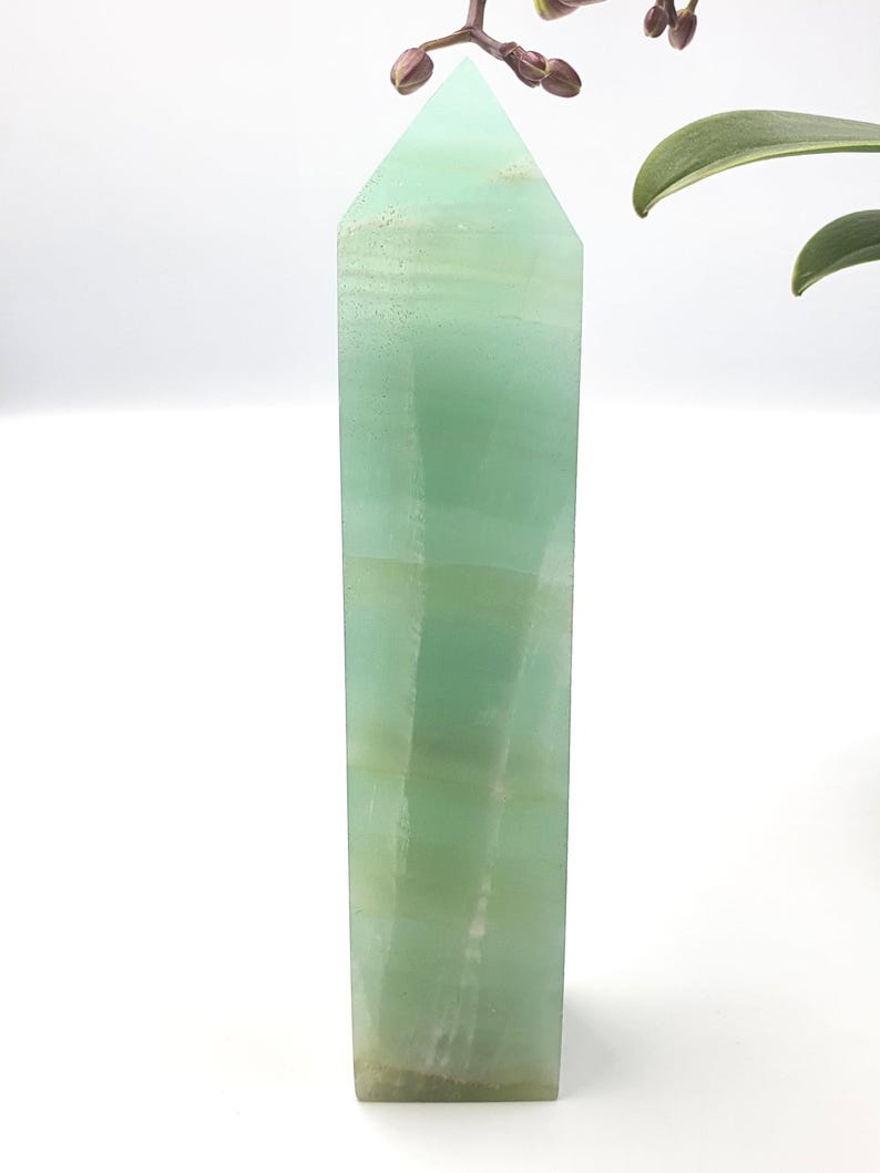 Large Caribbean Calcite Tower – Calm, Serenity & Dreamy Ocean Energy Crystal Point image 2