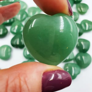 Green Aventurine Puff Hearts - 30mm