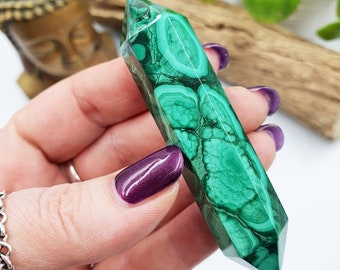 Natural Malachite DT (A Grade) / Malachite Double Terminated Point / Crystal Healing Tool / Sacred Tool / Crystal Healing - 56g