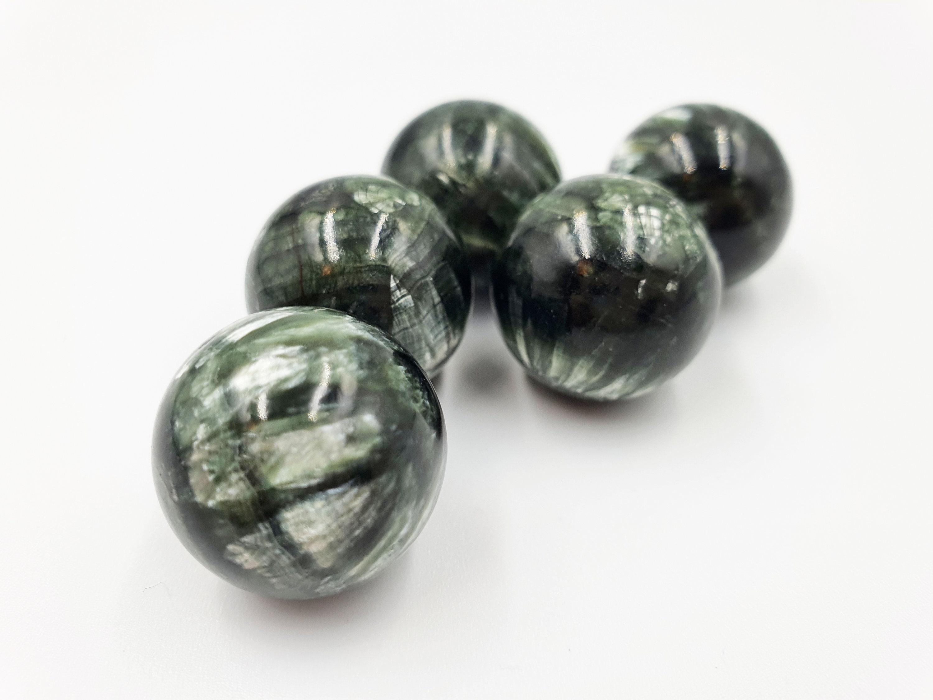 A Grade flashy beautiful Seraphinite Crystal  Mini Spheres - approx 20mm
