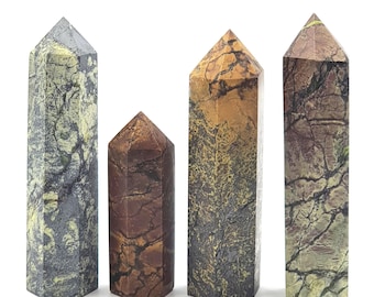 Yellow Turquoise with Pyrite Tower – Confidence, Protection & Positive Energy Crystal Point