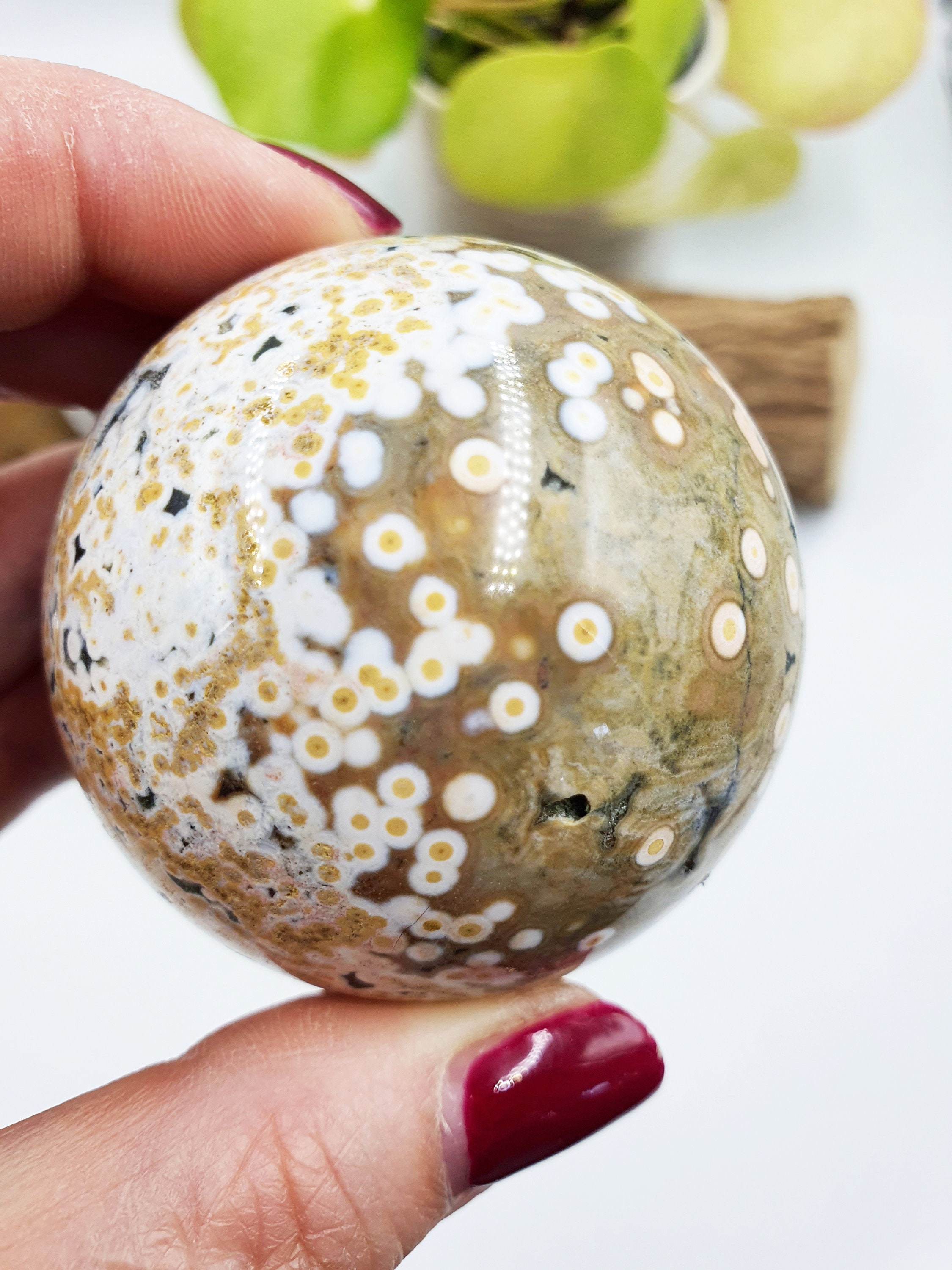 64㍉ オーシャンジャスパー スフィア エイスベイン 8th vein OJ Rare 8th Vein Ocean Jasper Sphere / 8 Vein OJ Sphere / High Grade