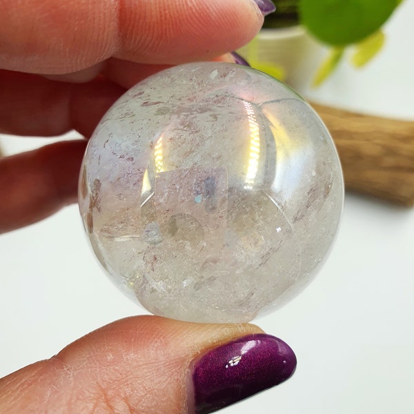 Belle sphère de quartz clair Aura / Sphère de quartz clair Aura / Orbe de quartz Aura - 41 mm