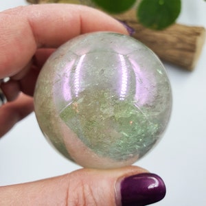 Beautiful Aura Clear Quartz Sphere / Aura Clear Quartz Sphere / Aura Quartz Orb - 52mm