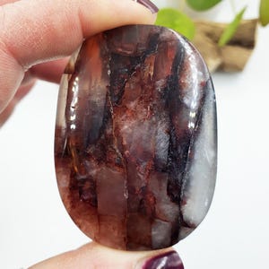 Large Fire Quartz Palm / Hematoid Quartz Palm / Healing Palm Stone / Meditation Palm- 95g