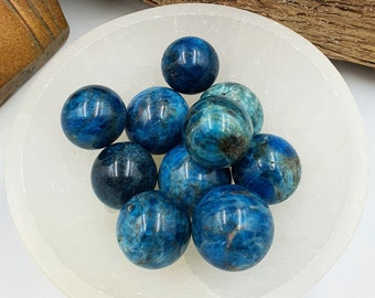 Flashy Blue Apatite Mini Crystal Spheres / Flashy Mini Healing Spheres