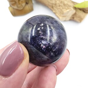 Blood Shot Iolite Sphere – Intuition, Strength & Third Eye and Root Chakra Crystal, 37mm
