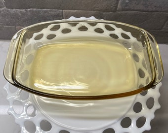 Dynaware Pyr-O-Rey Yellow Amber Glass Casserole Rectangular Dish