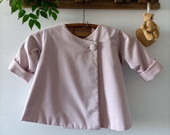 Child's COAT 6/24 months, baby, HANDMADE, 100% pink velvet, pink matte cotton, reversible coat, girl coat,