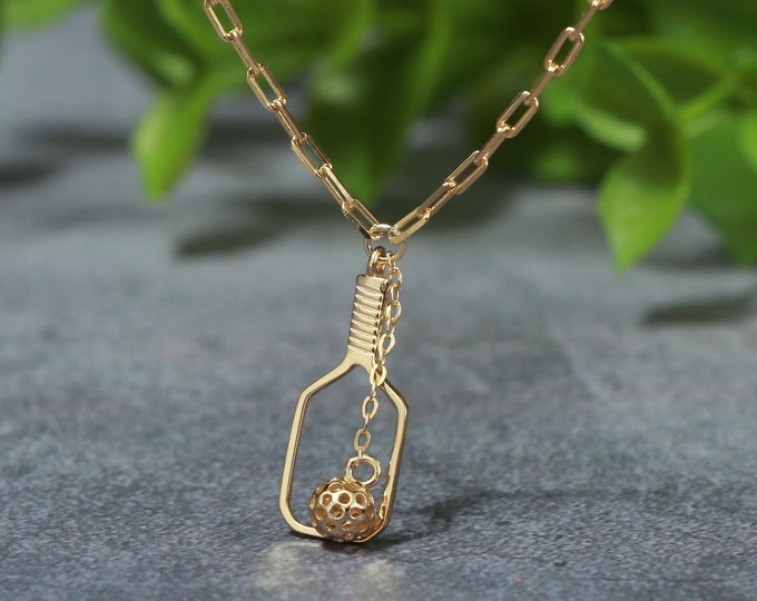 Pickleball Paddle and Ball Necklace in Gold | Best Pickleball Gifts | Perfect Gift For Wife