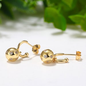 Pickleball Crystal Hoop Earrings in Gold Best Pickleball Gifts Perfect Gift For Wife image 1