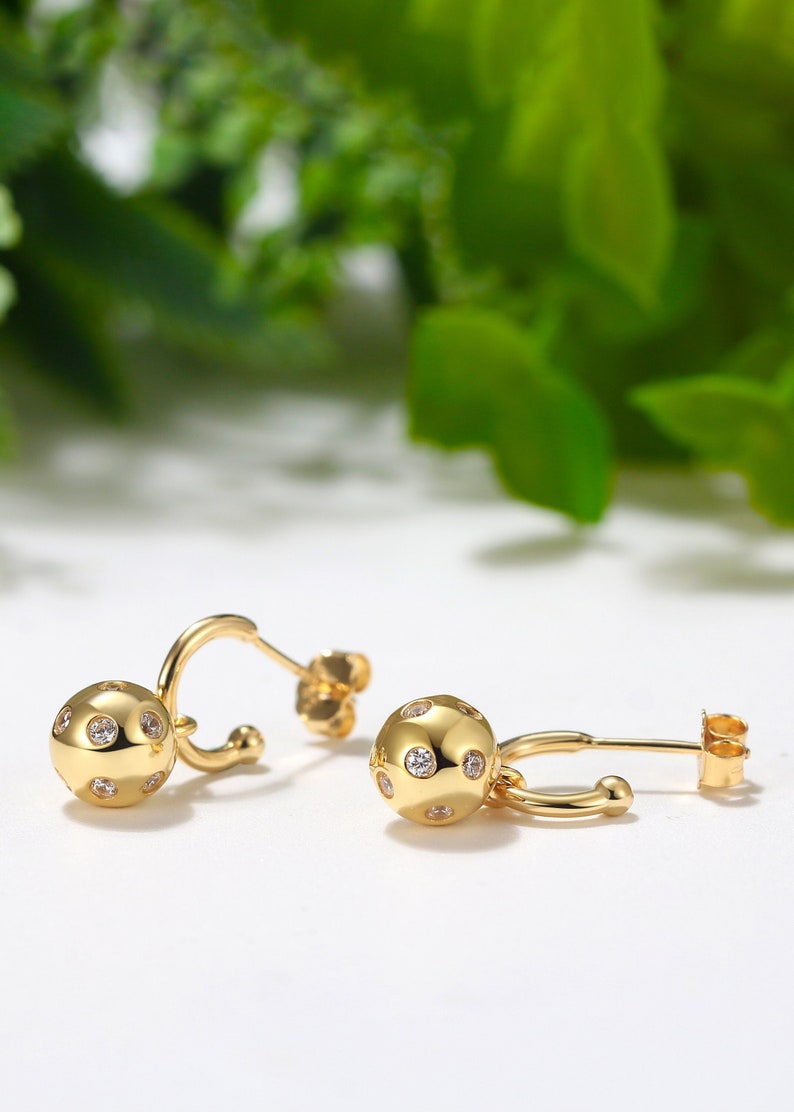 Pickleball Crystal Hoop Earrings in Gold Best Pickleball Gifts Perfect Gift For Wife image 1