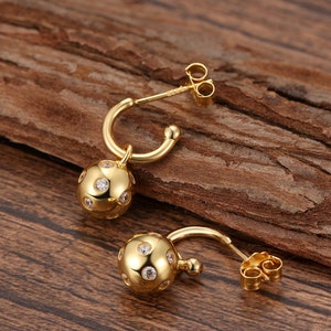Pickleball Crystal Hoop Earrings in Gold Best Pickleball Gifts Perfect Gift For Wife image 2