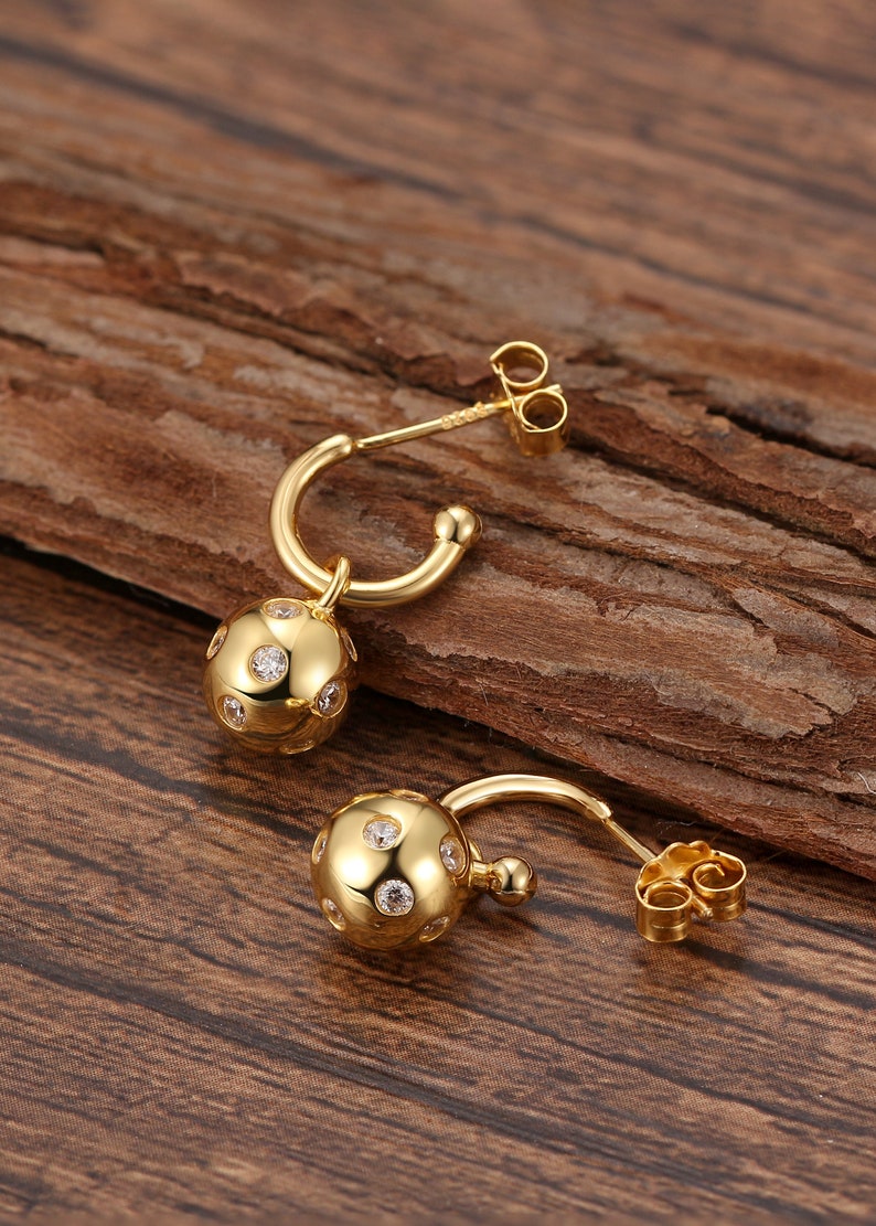 Pickleball Crystal Hoop Earrings in Gold Best Pickleball Gifts Perfect Gift For Wife image 2