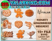 Naughty Gingerbread Ornament Bundle Svg, Christmas SVG Laser Cut Files For Glowforge