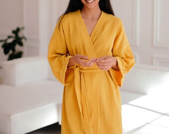 Whoyun Robes for Women Robe Sleepwear Loungewear Cozy Soft Lightweight Knee Length Lace Cotton