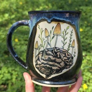 Brainrot Mushroom Mug and Spoon Rest, mushroom lover gift for sister, therapist appreciation gift for friend, neuroscience graduation gift image 7
