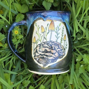 Brainrot Mushroom Mug and Spoon Rest, mushroom lover gift for sister, therapist appreciation gift for friend, neuroscience graduation gift image 6