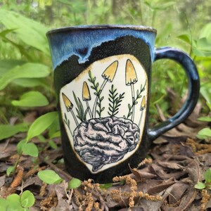 Brainrot Mushroom Mug and Spoon Rest, mushroom lover gift for sister, therapist appreciation gift for friend, neuroscience graduation gift Small