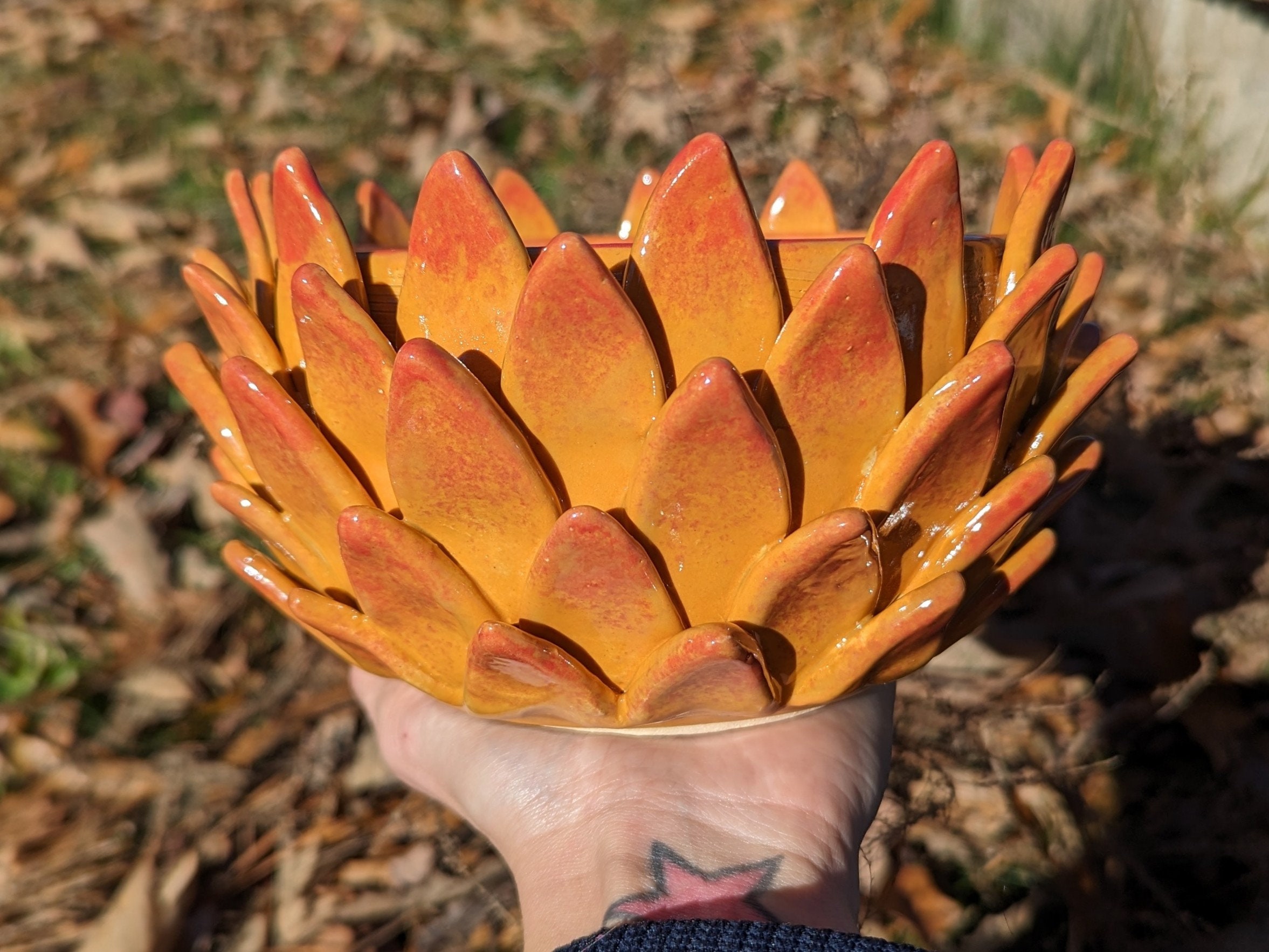 Ceramic Lotus Flower Sculpture Planter Etsy