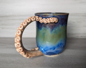 Ceramic Octopus Tentacle Handle Mug