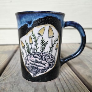 Brainrot Mushroom Mug and Spoon Rest, mushroom lover gift for sister, therapist appreciation gift for friend, neuroscience graduation gift image 12