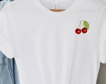 Camiseta de cereza, camiseta de cereza, camiseta vintage de cereza, camiseta de frutas, camiseta de verano, camiseta de gourmet, regalo para amantes de la comida, regalo para amantes de la cereza, camiseta retro de cereza