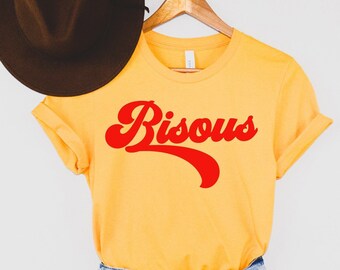 Camisa francesa, camisa Bisous, camisa con mensaje, camisa francesa, camiseta voilà, camisa con refranes franceses, camiseta de Francia, citas francesas, refranes positivos