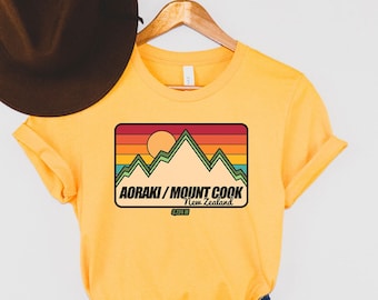 Aoraki Tee,New Zealand Retro T-Shirt Gift, New Zealand Vintage, New Zealand Tourist T-Shirt,New Zealand Souvenir Gift