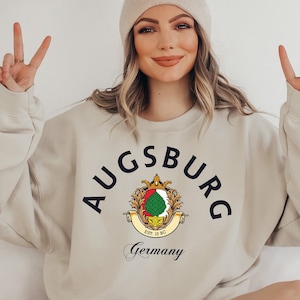 Sudadera de Augsburgo, Augsburgo, Augsburgo, Alemania, camiseta personalizada de Augsburgo, jersey de cuello redondo suave y cómodo.