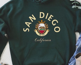 Bluza z kapturem San Diego, koszula San Diego, koszula California, wakacje, retro koszula plażowa, pasujące koszulki wakacyjne, koszulka plażowa, prezent San Diego