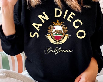 Bluza z kapturem San Diego, koszula z San Diego, koszula z Kalifornii, wakacje, retro koszula plażowa, pasujące koszulki wakacyjne, koszulka plażowa, prezent z San Diego