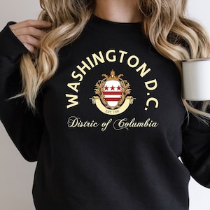 Sweat-shirt Washington DC, chemise Washington D.C., chemise Etats-Unis, chemise Washington D.C. amant, chemise ville Etats-Unis, chemise de voyage Etats-Unis, état