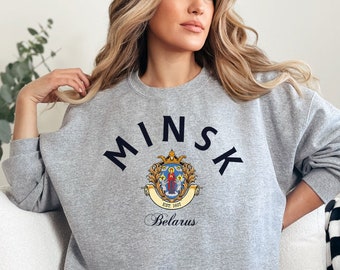 Minsk Sweatshirt,Minsk Belarus, Minsk shirt, Belarus trip, Minsk Capital Baggy Sweatshirt, Soft and Comfortable Crewneck