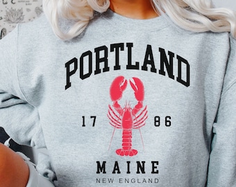 Bluza Portland, Koszulka Portland Maine, Koszulka Portland ME, Bluza Maine, Bluza z okrągłym dekoltem Maine, Koszule Maine dla kobiet, Koszula Maine, Maine