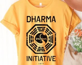 Dharma Tee, DHARMA Initiative 1977 TV Show LOST printed cotton t-shirt 8997, Lost tv show fan, retro gift lost series