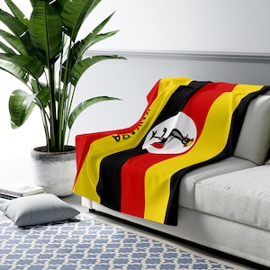 Uganda Flag Fleece Blanket,Uganda Flag Blanket, Flag of Uganda, Custom Uganda Flag Blanket, Personalized Country Flag Gift,Uganda Name