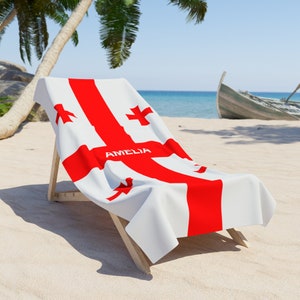 Toalla de playa de Georgia, toalla con la bandera de Georgia, toalla de playa con la bandera de Georgia, regalo con la bandera del país de Georgia, toalla de Georgia, regalo de Georgia