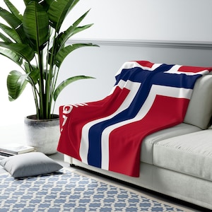Norway Flag Blanket,Flag of Norway Blanket, Custom Norwegian Flag Blanket, Personalized Country Flag Gift, Name Blanket, Norge Gift