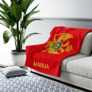 Montenegro Fleece Blanket,Montenegro Flag Blanket, Flag of Montenegro, Custom Montenegro Flag Blanket, Personalized Country Flag