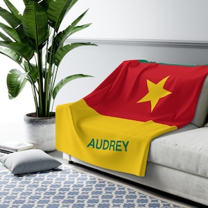 Cameroon Fleece Blanket,Cameroon Flag Blanket, Flag of Cameroon, Custom Cameroon Flag Blanket, Personalized Country Flag Gift