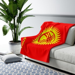 Kyrgyzstan Flag Blanket, Flag of Kyrgyzstan, Custom Kyrgyzstan Flag Blanket, Personalized Country Flag Gift, Kyrgyzstan Name Blanket