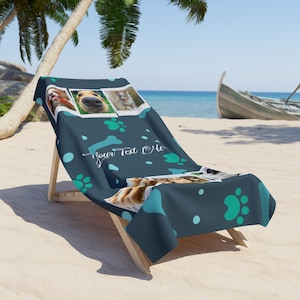Spersonalizowany ręcznik plażowy dla psa, ręcznik plażowy ze zdjęciami Twojego psa, właściciel psa, prezent dla miłośnika psów, prezenty dla psów