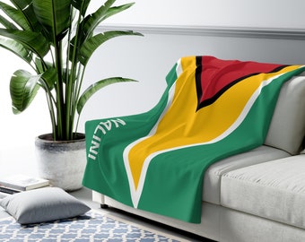 Manta polar de Guayana, manta con la bandera de Guayana, bandera de Guayana, manta personalizada con la bandera de Guayana, regalo personalizado con la bandera del país