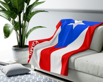 Puerto Rico Flag Blanket,Flag of Puerto Rico Blanket, Custom Flag Blanket, Personalized Country Flag Gift, Puerto Rico Name Blanket