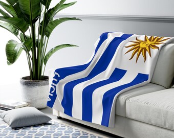 Manta polar de Uruguay, manta con la bandera de Uruguay, bandera de Uruguay, manta personalizada con la bandera de Uruguay, regalo personalizado con la bandera del país, manta con nombre, Uruguay